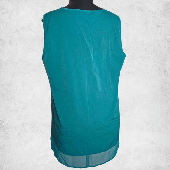 Lane Bryant Teal Chiffon Layering Tank Top 20  Plus Size Sleeveless Tunic Blouse - Picture 4 of 6